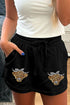Leopard Print Sequin Heifer Patch Drawstring Lounge Shorts